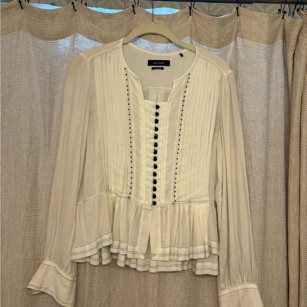 Isabel Marant White Blouse with Black Detail.